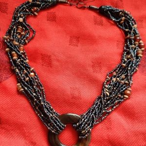 Boho Wood Necklace Beads Hipster Bohemian